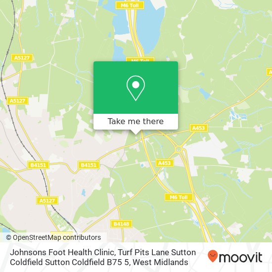Johnsons Foot Health Clinic, Turf Pits Lane Sutton Coldfield Sutton Coldfield B75 5 map