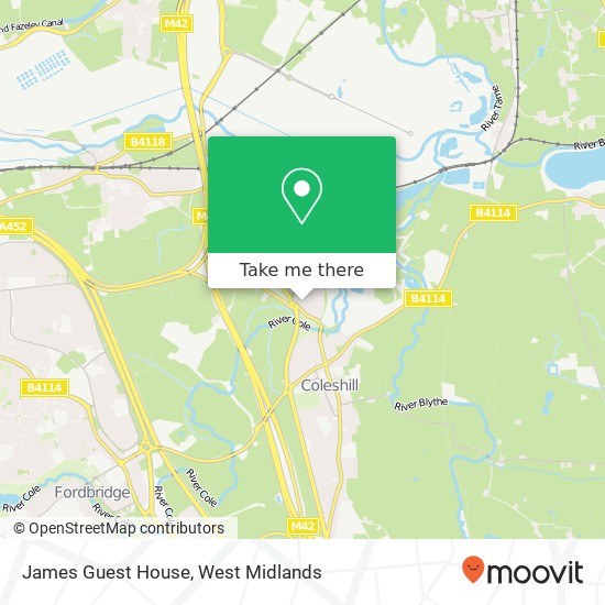 James Guest House, 12 Rose Road Coleshill Birmingham B46 1EH map