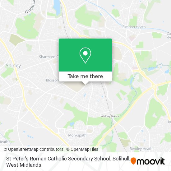 St Peter's Roman Catholic Secondary School, Solihull map