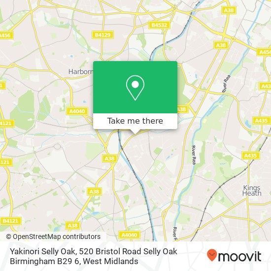 Yakinori Selly Oak, 520 Bristol Road Selly Oak Birmingham B29 6 map