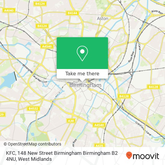 KFC, 148 New Street Birmingham Birmingham B2 4NU map