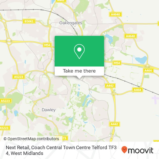 Next Retail, Coach Central Town Centre Telford TF3 4 map