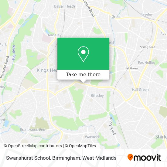 Swanshurst School, Birmingham map