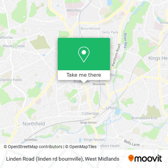 Linden Road (linden rd bournville) map