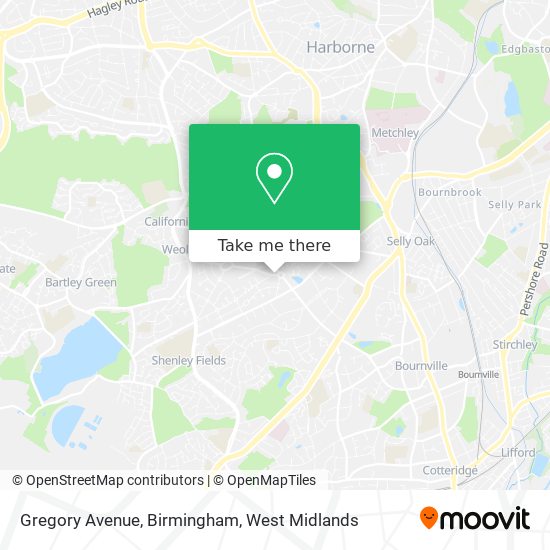 Gregory Avenue, Birmingham map