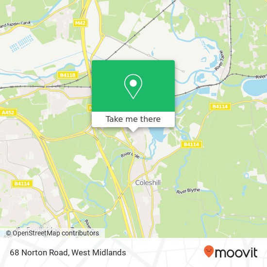 68 Norton Road, Coleshill Birmingham map