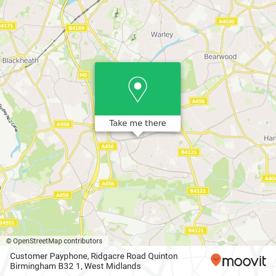 Customer Payphone, Ridgacre Road Quinton Birmingham B32 1 map