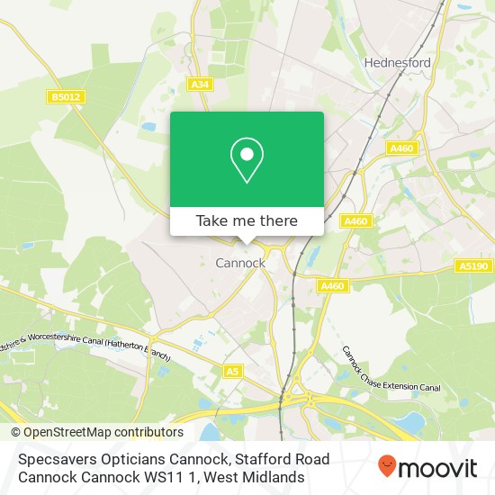 Specsavers Opticians Cannock, Stafford Road Cannock Cannock WS11 1 map