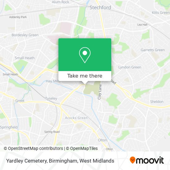 Yardley Cemetery, Birmingham map