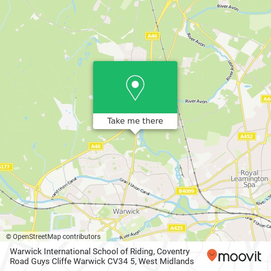 Warwick International School of Riding, Coventry Road Guys Cliffe Warwick CV34 5 map