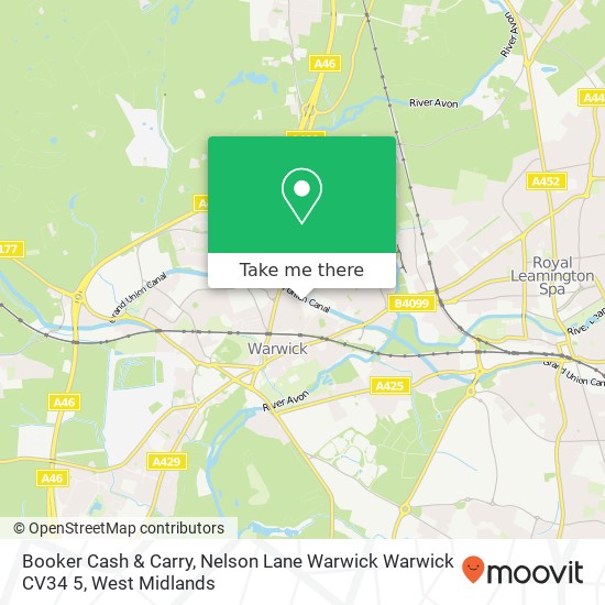 Booker Cash & Carry, Nelson Lane Warwick Warwick CV34 5 map