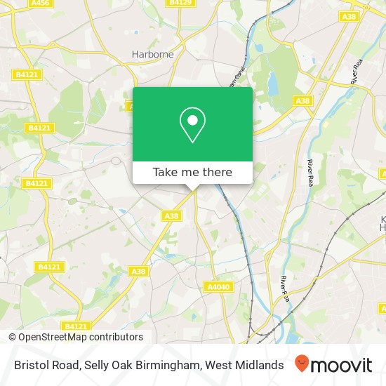 Bristol Road, Selly Oak Birmingham map