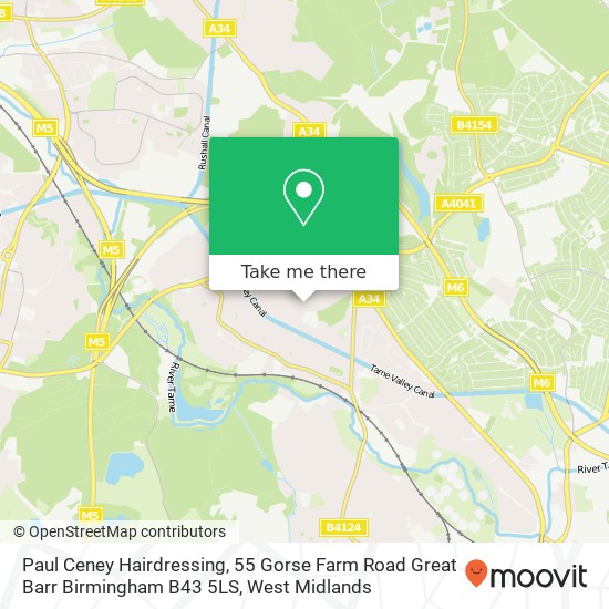 Paul Ceney Hairdressing, 55 Gorse Farm Road Great Barr Birmingham B43 5LS map