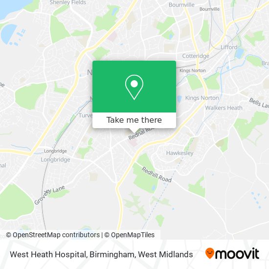 West Heath Hospital, Birmingham map