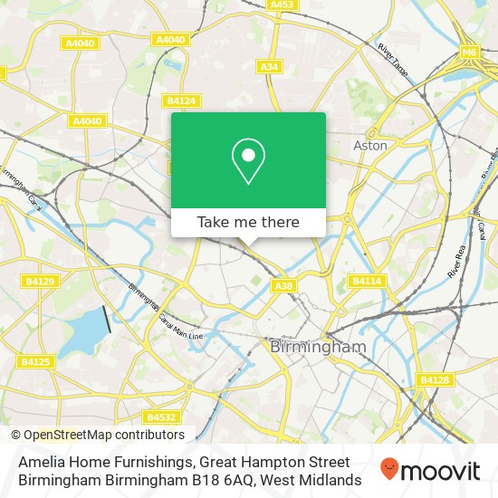 Amelia Home Furnishings, Great Hampton Street Birmingham Birmingham B18 6AQ map