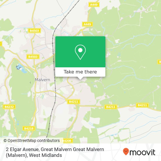 2 Elgar Avenue, Great Malvern Great Malvern map