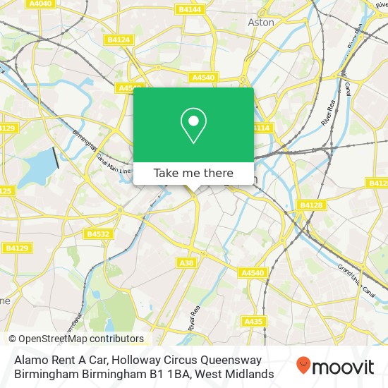 Alamo Rent A Car, Holloway Circus Queensway Birmingham Birmingham B1 1BA map