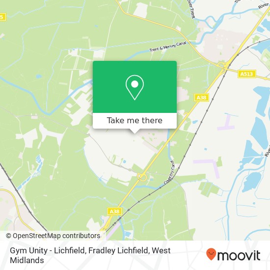 Gym Unity - Lichfield, Fradley Lichfield map