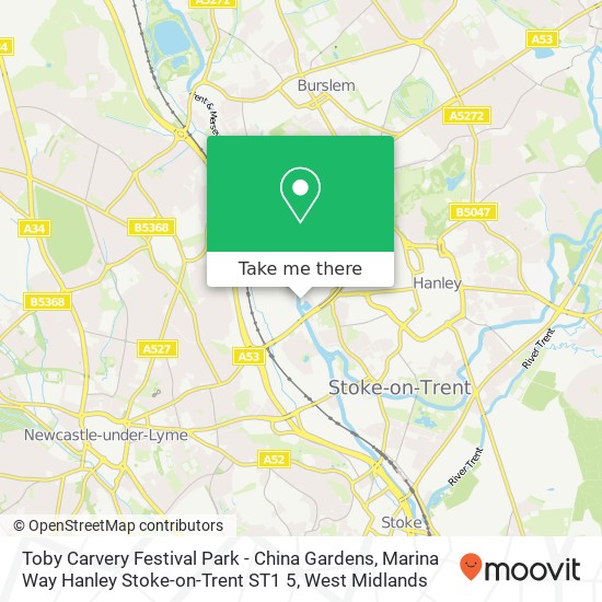 Toby Carvery Festival Park - China Gardens, Marina Way Hanley Stoke-on-Trent ST1 5 map