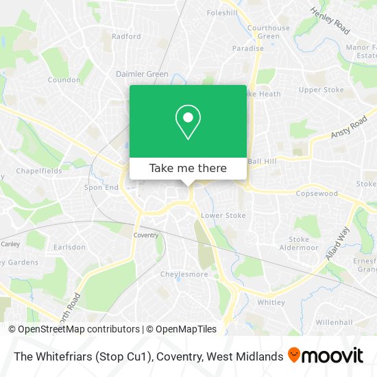 The Whitefriars (Stop Cu1), Coventry map