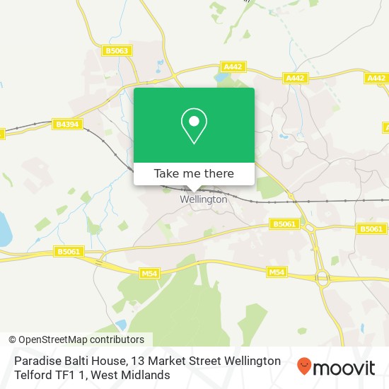 Paradise Balti House, 13 Market Street Wellington Telford TF1 1 map