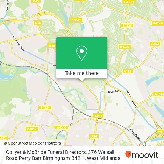 Collyer & McBride Funeral Directors, 376 Walsall Road Perry Barr Birmingham B42 1 map