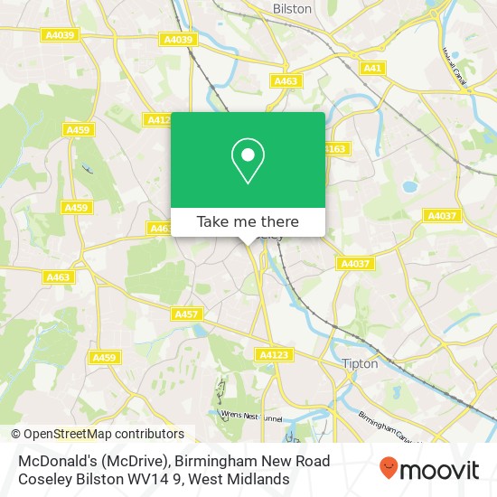 McDonald's (McDrive), Birmingham New Road Coseley Bilston WV14 9 map