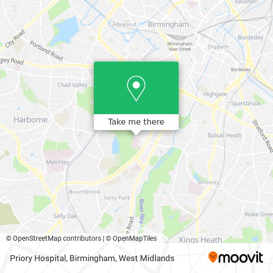 Priory Hospital, Birmingham map