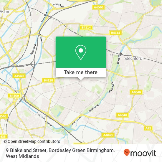 9 Blakeland Street, Bordesley Green Birmingham map