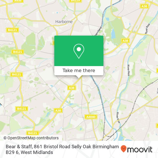 Bear & Staff, 861 Bristol Road Selly Oak Birmingham B29 6 map