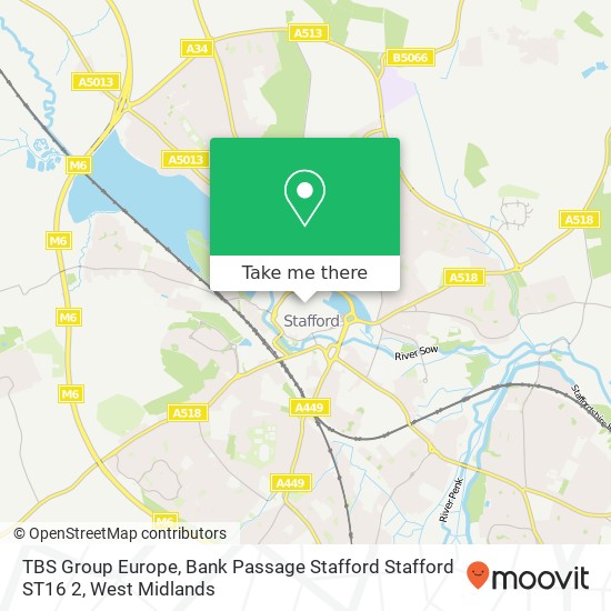 TBS Group Europe, Bank Passage Stafford Stafford ST16 2 map