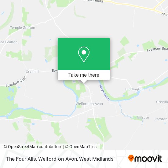 The Four Alls, Welford-on-Avon map