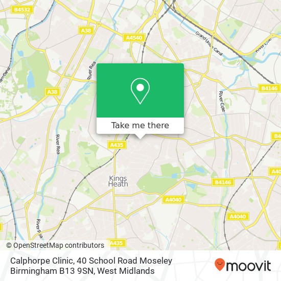 Calphorpe Clinic, 40 School Road Moseley Birmingham B13 9SN map