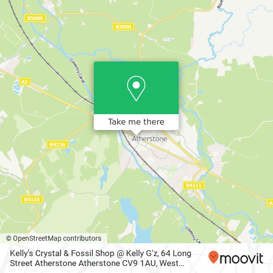 Kelly's Crystal & Fossil Shop @ Kelly G'z, 64 Long Street Atherstone Atherstone CV9 1AU map