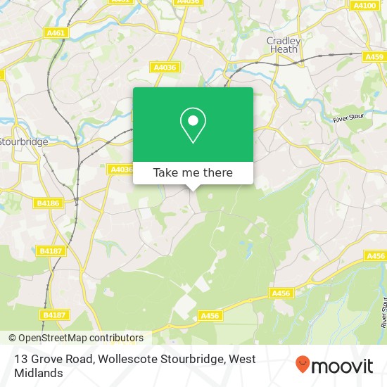 13 Grove Road, Wollescote Stourbridge map