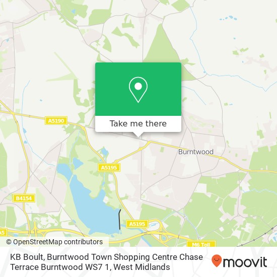 KB Boult, Burntwood Town Shopping Centre Chase Terrace Burntwood WS7 1 map