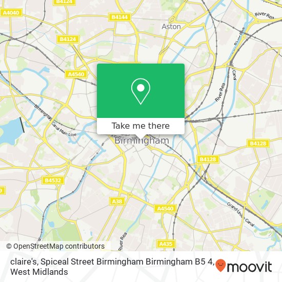 claire's, Spiceal Street Birmingham Birmingham B5 4 map