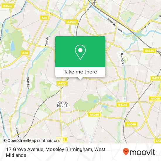 17 Grove Avenue, Moseley Birmingham map