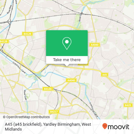 A45 (a45 brickfield), Yardley Birmingham map