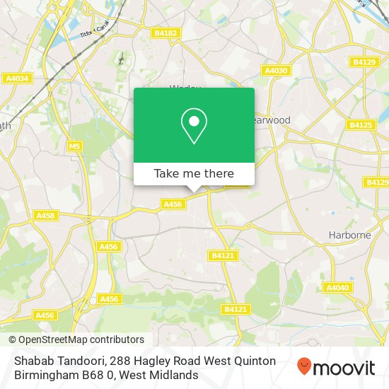 Shabab Tandoori, 288 Hagley Road West Quinton Birmingham B68 0 map