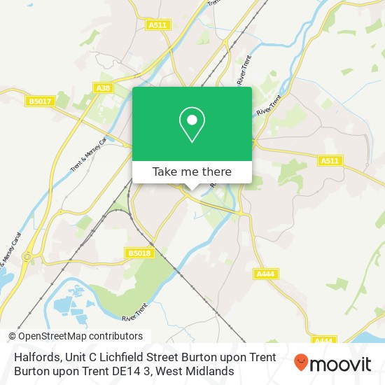 Halfords, Unit C Lichfield Street Burton upon Trent Burton upon Trent DE14 3 map