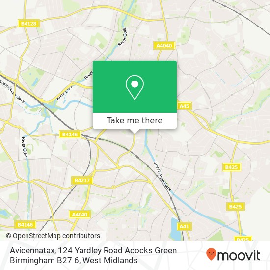 Avicennatax, 124 Yardley Road Acocks Green Birmingham B27 6 map