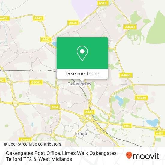 Oakengates Post Office, Limes Walk Oakengates Telford TF2 6 map