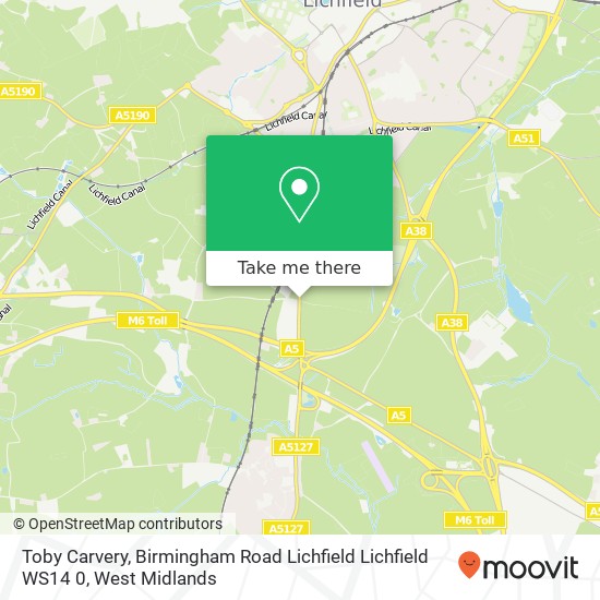 Toby Carvery, Birmingham Road Lichfield Lichfield WS14 0 map