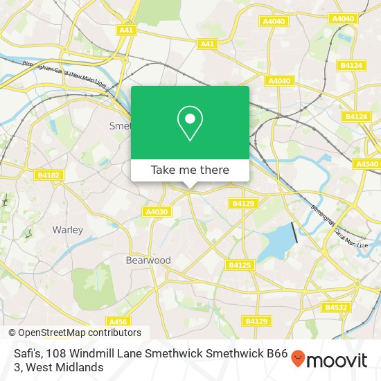 Safi's, 108 Windmill Lane Smethwick Smethwick B66 3 map