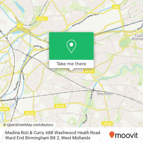 Madina Roti & Curry, 688 Washwood Heath Road Ward End Birmingham B8 2 map