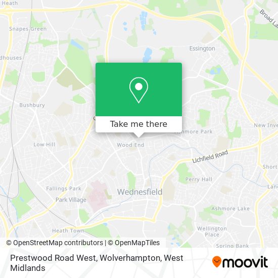 Prestwood Road West, Wolverhampton map