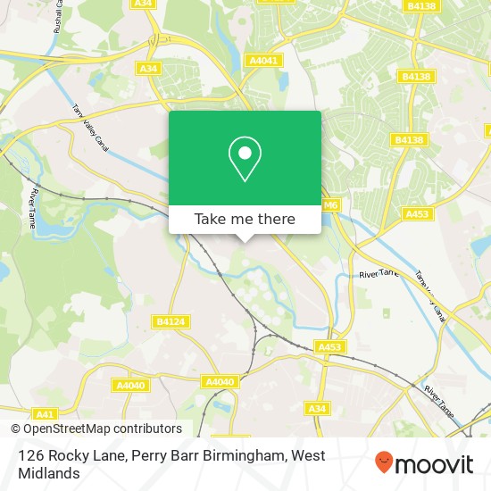 126 Rocky Lane, Perry Barr Birmingham map