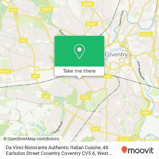 Da Vinci Ristorante Authentic Italian Cuisine, 48 Earlsdon Street Coventry Coventry CV5 6 map