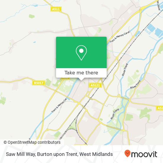 Saw Mill Way, Burton upon Trent map